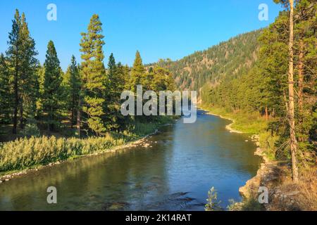 blackfoot river in the johnsrud recreation area near potomac, montana Stock Photo