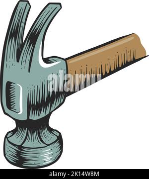 Color claw hammer icon woodworking tool Stock Vector