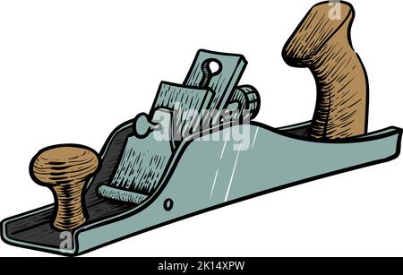 Color hand plane icon woodworking tool Stock Vector