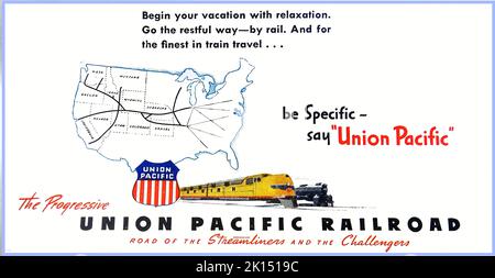 1940's advertisement for the Union Pacific Railroad Stock Photo