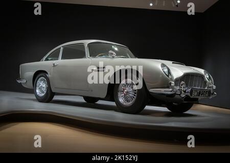 BILBAO, SPAIN-SEPTEMBER 10, 2022: 1964 Aston Martin DB5 James Bond Stock Photo