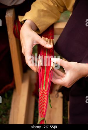 Medieval threading reenactment of 4th Century Roman life Stock Photo ...