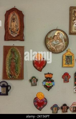 religious items from gift shop in San Felipe de Neri Church, Old Town Albuquerque, New Mexico Stock Photo