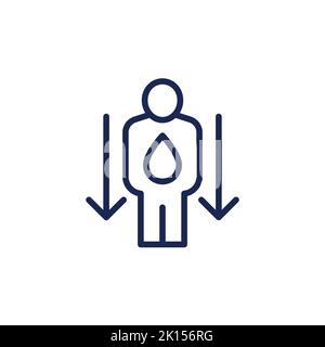 dehydration, low body water line icon Stock Vector