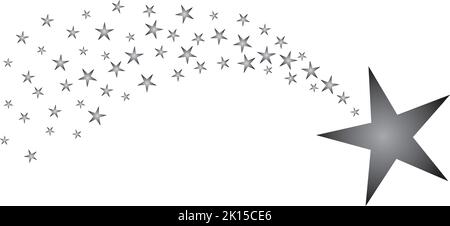 Shooting star with star trails Black and white creative graphic Stock Vector