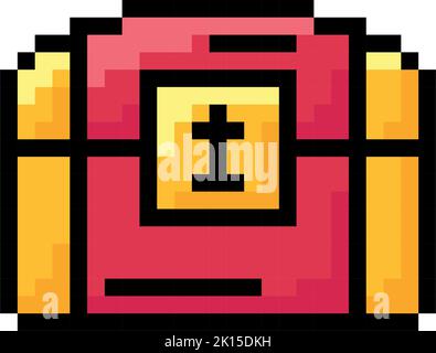 Isolated red chest videogame icon Pixelated style Vector Stock Vector