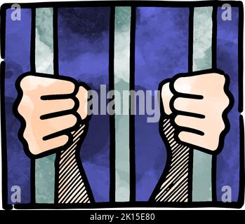 Watercolor style jail icon Stock Vector
