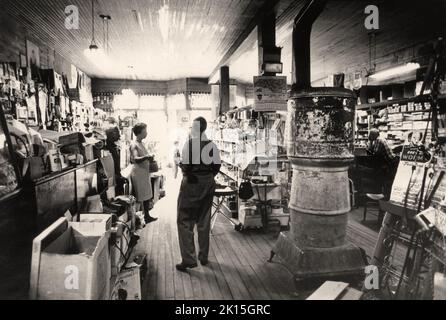 The Mast General Store, Valle Crucis, NC, in 1963. It is still operating today, into the 21st century. It is located in the Blue Ridge Mountains, near Boone, and is a favorite tourist destination. Stock Photo