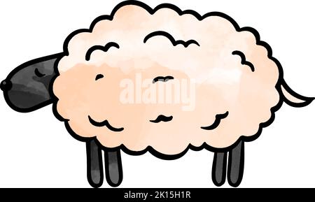 Watercolor style hand drawn sleeping sheep Stock Vector