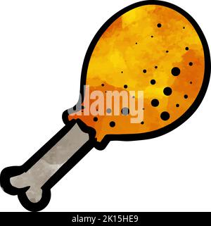 Watercolor style hand drawn chicken drum stick Stock Vector