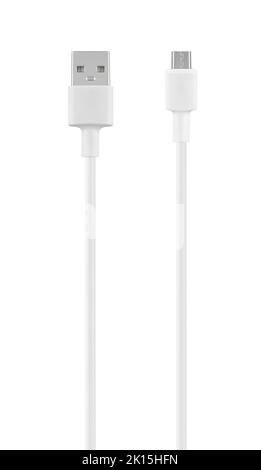 connector with USB cable and micro USB, isolated on white background Stock Photo