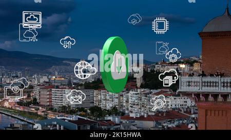 Cloud Computing diagram Network Data Storage Technology Service Stock Photo