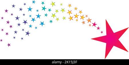 Shooting star with Rainbow star trails Colorful creative graphic Stock Vector