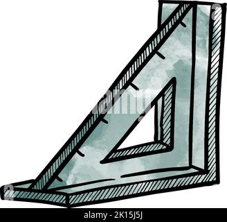 Watercolor style triangular ruler icon Stock Vector