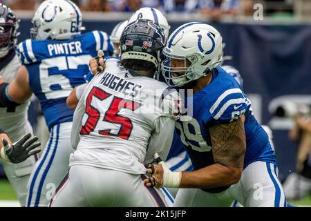 Indianapolis Colts tackle Matt Pryor (69) blocks Tennessee Titans defensive  end Da'Shawn Hand (94) during an NFL football game, Sunday, Oct. 2, 2022,  in Indianapolis. (AP Photo/Zach Bolinger Stock Photo - Alamy