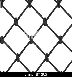 mesh of black braided rope, isolated on white background Stock Photo