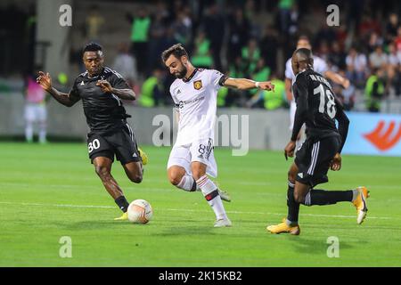 Tiraspol, Republic Of Moldova. 15th Sep, 2022. Bruno Fernandes during the UEFA Europa League match Sheriff Tiraspol vs Manchester United at Sheriff Sports Complex, Tiraspol, Republic of Moldova, 15th September 2022 (Photo by Stefan Constantin/News Images) Credit: News Images LTD/Alamy Live News Stock Photo