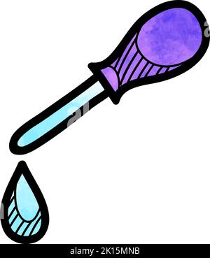 Watercolor style eyedropper icon hand drawn Stock Vector