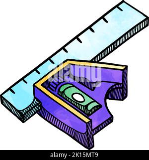 Watercolor style ruler icon Stock Vector