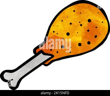 Watercolor style hand drawn chicken drum stick Stock Vector