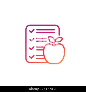 diet plan line icon with an apple Stock Vector