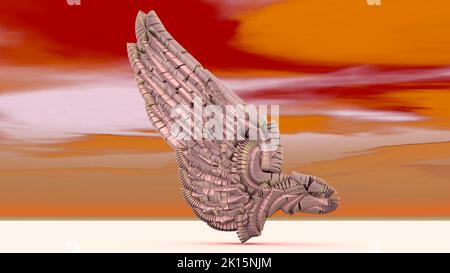 A 3D architectural structure illustration of a bald eagle. To observe the many elements that make up its main body and contour see up close. Stock Photo