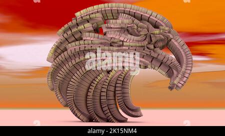 A 3D architectural structure illustration of a bald eagle. To observe the many elements that make up its main body and contour see up close. Stock Photo