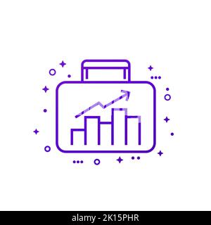 Growing portfolio line icon on white Stock Vector