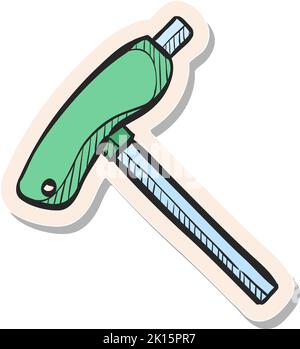 Hand drawn Allen key icon in gold foil texture vector illustration ...
