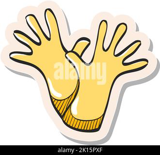 Hand drawn Cleaning glove icon in sticker style vector illustration Stock Vector