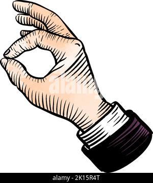 Watercolor style okay gesture using thumb and index finger Stock Vector