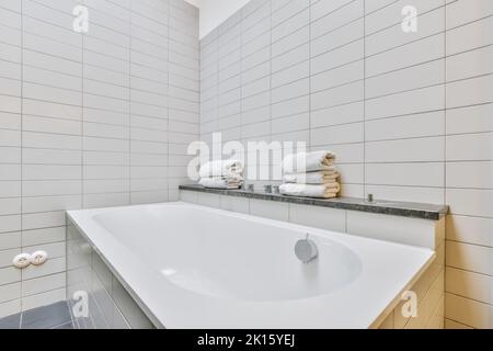 luxury and big bath of a modern and new house Stock Photo