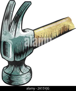 Watercolor style claw hammer icon woodworking tool Stock Vector