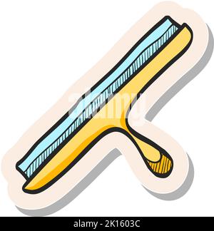 Hand drawn Glass scraper icon in sticker style vector illustration Stock Vector