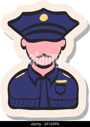 Hand drawn Police avatar icon in gold foil texture vector illustration ...