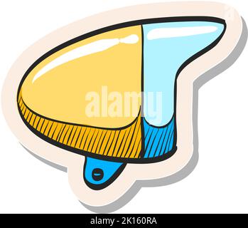 Hand drawn Bicycle head lamp icon in sticker style vector illustration Stock Vector