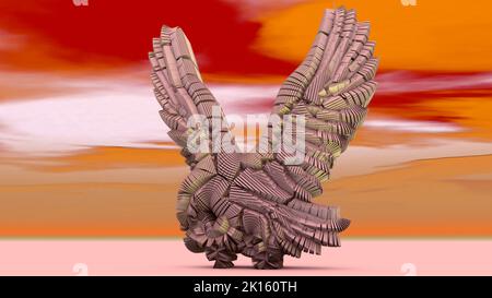 A 3D architectural structure illustration of a bald eagle. To observe the many elements that make up its main body and contour. Stock Photo