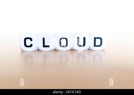 Cloud word spelled for Cloud computing Stock Photo