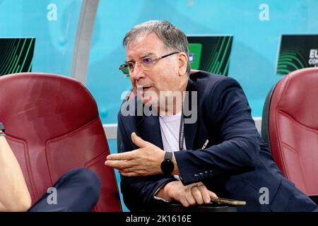 Bucharest, Romania. 16th Sep, 2022. September 16, 2022: Valeriu Argaseala the president of the FCSB during of the UEFA Europa Conference League group B match between FCSB Bucharest and RSC Anderlecht at National Arena Stadium in Bucharest, Romania ROU. Catalin Soare/Cronos Credit: Cronos/Alamy Live News Stock Photo
