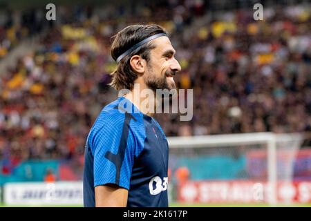 Bucharest, Romania. 16th Sep, 2022. September 16, 2022: AndreaCompagno #96 of FCSB ahead of the UEFA Europa Conference League group B match between FCSB Bucharest and RSC Anderlecht at National Arena Stadium in Bucharest, Romania ROU. Catalin Soare/Cronos Credit: Cronos/Alamy Live News Stock Photo