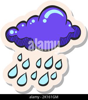 Hand drawn Rain cloud icon in gold foil texture vector illustration ...