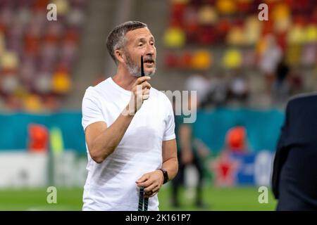 Bucharest, Romania. 16th Sep, 2022. September 16, 2022: Mihai Stoica the general manager of FCSB ahead of the UEFA Europa Conference League group B match between FCSB Bucharest and RSC Anderlecht at National Arena Stadium in Bucharest, Romania ROU. Catalin Soare/Cronos Credit: Cronos/Alamy Live News Stock Photo