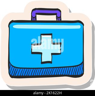 Vintage medical case icon in flat outlined grayscale style. Vector ...