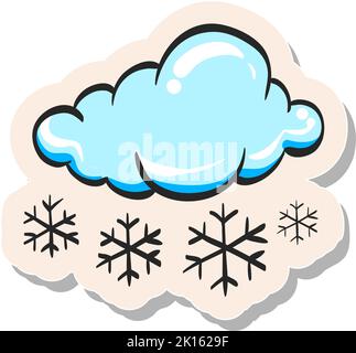 Hand drawn Weather overcast snowing icon in sticker style vector illustration Stock Vector