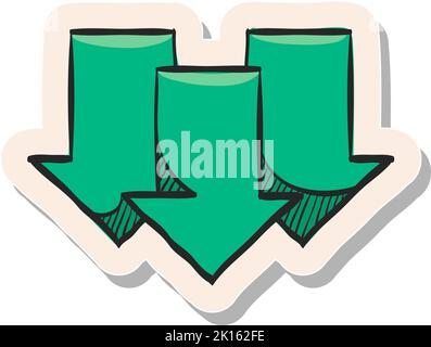 Hand drawn Multiple download arrow icon in sticker style vector ...