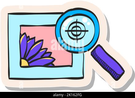 Hand drawn Printing quality control icon in sticker style vector illustration Stock Vector