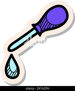 Hand drawn eyedropper icon in sticker style vector illustration Stock Vector