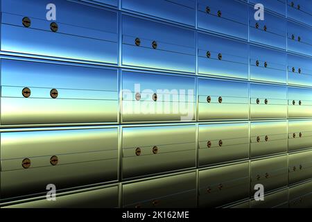 Safes box on bank. 3D Render Stock Photo
