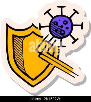 Hand drawn herd immunity concept icon in sticker style vector illustration Stock Vector