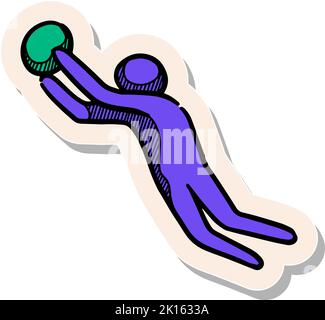 Hand drawn football player icon in sticker style vector illustration Stock Vector